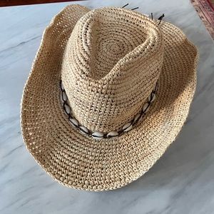 Olive & Pique straw cowgirl hat with shell band